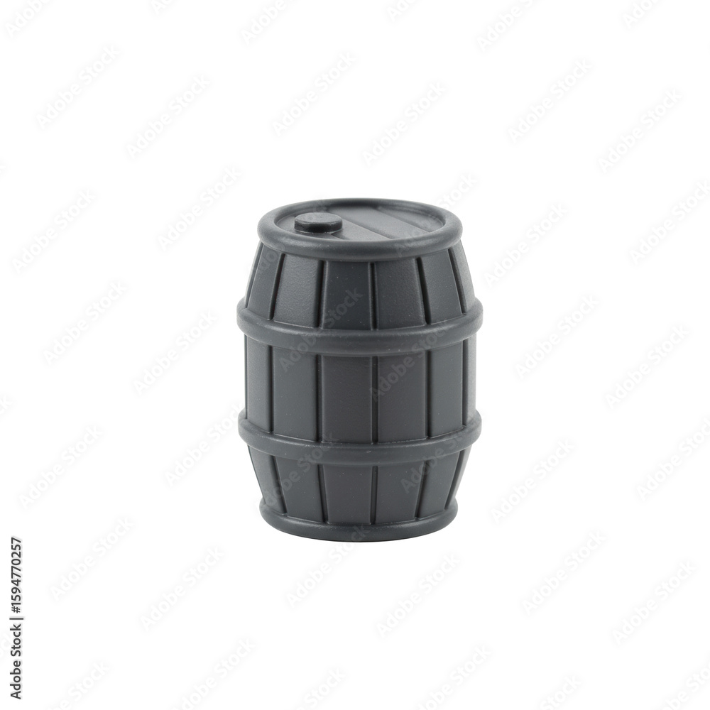 Aufkleber miniature dark grey matte plastic cylindrical resource barrel token with precise contours and smooth