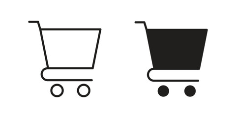 Shopping cart icon vector, solid illustration, pictogram isolated color editable