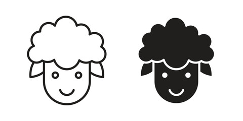 Sheep icon vector, solid illustration, pictogram isolated color editable