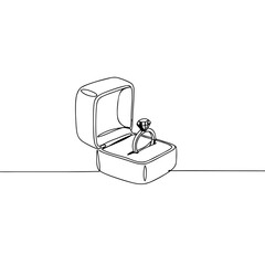 Engagement ring in an open velvet box on a minimalist background  