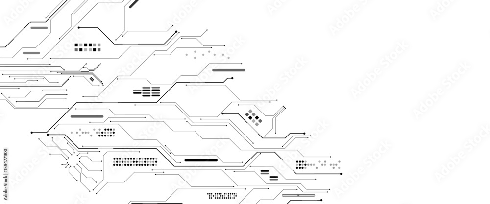 Poster vectors white abstract geometric dots and lines connection circuit concept. hi tech digital connect,
