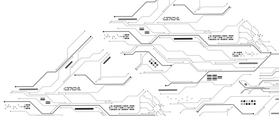 Vector Technology black circuit diagram concept. Abstract technology on white background. High-tech circuit board.