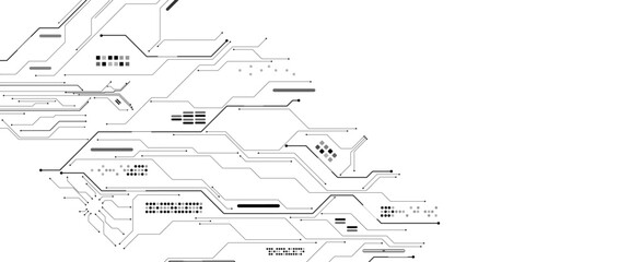 Vectors White Abstract geometric dots and lines connection circuit concept. Hi tech digital connect, communication, High technology concept.