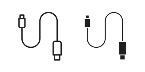 Phone cable icon vector, solid illustration, pictogram isolated color editable