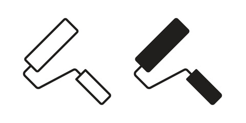 Fototapeta premium Paint roller icon vector, solid illustration, pictogram isolated color editable