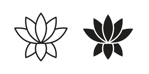 Lotus flower icon vector, solid illustration, pictogram isolated color editable