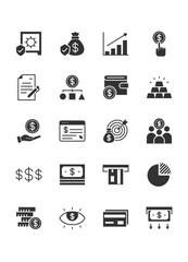 set of money icons, finance, coin, cash