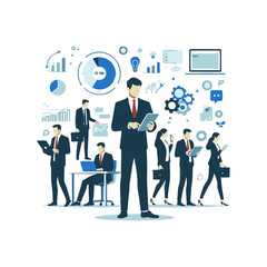 Fototapeta premium businessman holding a tablet and analyzing data