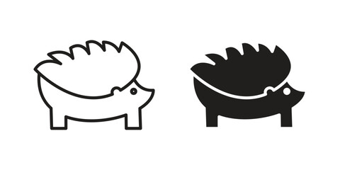 Hedgehog icon vector, solid illustration, pictogram isolated color editable