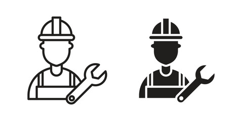 Engineer icon vector, solid illustration, pictogram isolated color editable