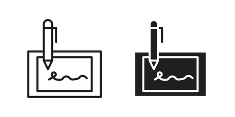 Electronic signature icon vector, solid illustration, pictogram isolated color editable