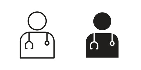 Doctor icon vector, solid illustration, pictogram isolated color editable