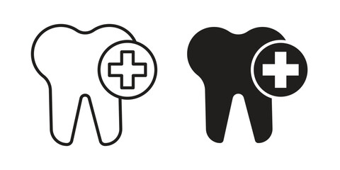 Dental insurance icon vector, solid illustration, pictogram isolated color editable