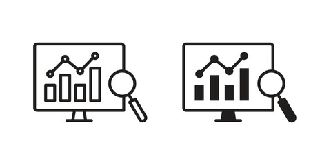 Data Analysing icon vector, solid illustration, pictogram isolated color editable