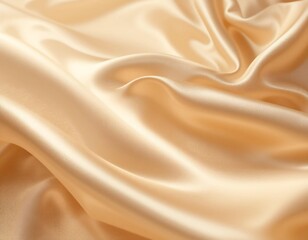 Luxurious Golden Silk Fabric Background with Soft Folds and Elegant Smooth Texture