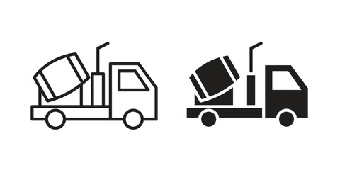 Cement truck icon vector, solid illustration, pictogram isolated color editable