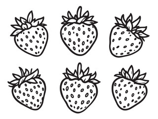 Strawberry black and white line art