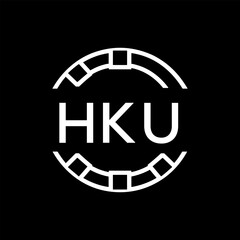 HKU Minimalist HKU  Logo Design on Black Background – HKU Later Logo, Modern Circular Branding Concept
