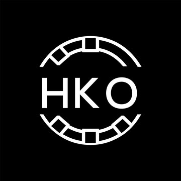 HKO Minimalist HKO  Logo Design on Black Background &ndash; HKO Later Logo, Modern Circular Branding Concept
