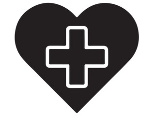 Fototapeta premium MEDICAL PLUS SIGN WITH HEART SILHOUETTE
