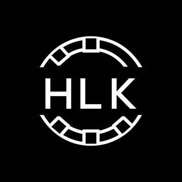 HLK Minimalist HLK  Logo Design on Black Background &ndash; HLK Later Logo, Modern Circular Branding Concept
