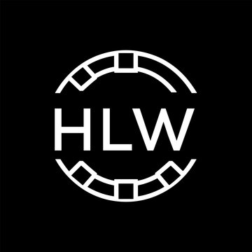 HLW Minimalist HLW  Logo Design on Black Background &ndash; HLW Later Logo, Modern Circular Branding Concept
