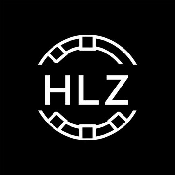 HLZ Minimalist HLZ  Logo Design on Black Background &ndash; HLZ Later Logo, Modern Circular Branding Concept
