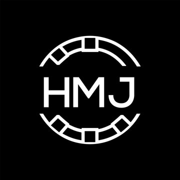 HMJ Minimalist HMJ  Logo Design on Black Background &ndash; HMJ Later Logo, Modern Circular Branding Concept
