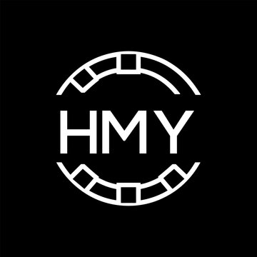 HMY Minimalist HMY  Logo Design on Black Background &ndash; HMY Later Logo, Modern Circular Branding Concept
