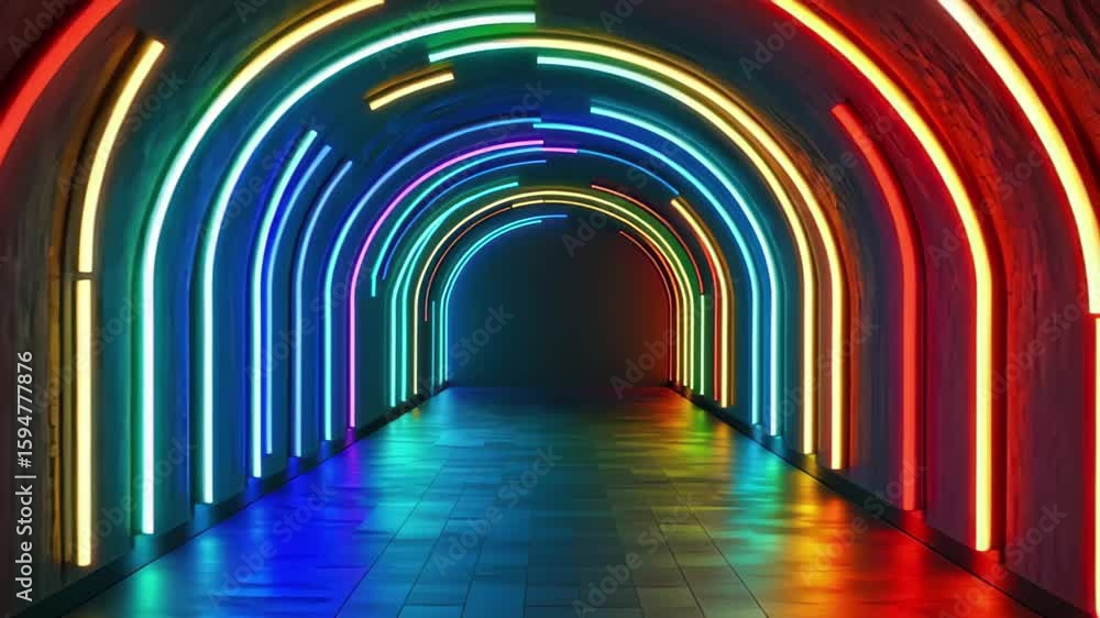 Aufkleber endless abstract futuristic tunnel with vibrant neon colors creating an immersive optical experience