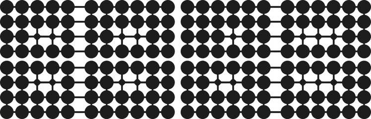 Geometric Pattern of Black Circles Interconnected with Lines on White Background