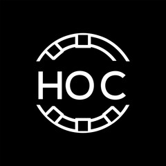 HOC Minimalist HOC  Logo Design on Black Background – HOC Later Logo, Modern Circular Branding Concept
