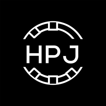 HPJ Minimalist HPJ  Logo Design on Black Background &ndash; HPJ Later Logo, Modern Circular Branding Concept
