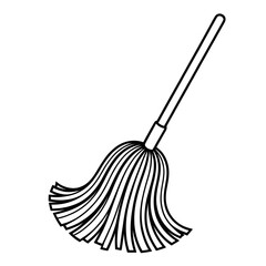 A black and white mop illustration vector style coloring page
