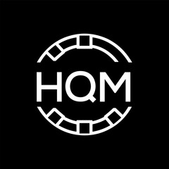 HQM Minimalist HQM  Logo Design on Black Background – HQM Later Logo, Modern Circular Branding Concept
