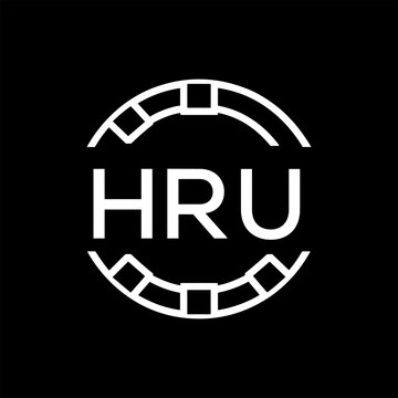 HRU Minimalist HRU  Logo Design on Black Background &ndash; HRU Later Logo, Modern Circular Branding Concept
