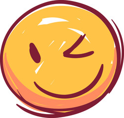 Hand drawn doodle emoji face. Chalk scribbles with emoticon. Fun kid style charcoal marker texture. Vector illustration
