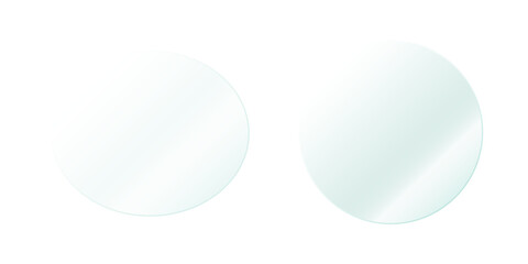 Clear Acrylic Window or Plate PNG on White Background with Gloss, Shadow, and Light Transparency Effect for Design Use