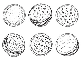 Tortilla hand drawn flatbread sketch
