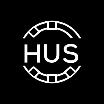 HUS Minimalist HUS  Logo Design on Black Background &ndash; HUS Later Logo, Modern Circular Branding Concept
