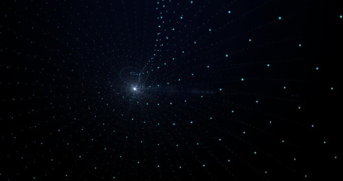 Blue fractal drops gyrating in a space. Loop