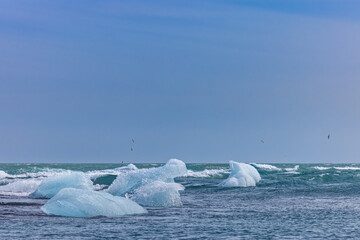 Diamond Beach in Iceland of the glacier lagoon