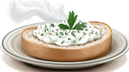 Delicious creamy herbal spread on toast kitchen food photography cozy atmosphere