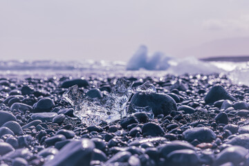 Diamond Beach in Island / Schwarzen Strand der Gletscherlagune 