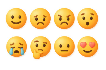 Colorful emoji set showcasing diverse facial expressions