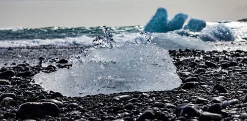 Diamond Beach in Island / Schwarzen Strand der Gletscherlagune 
