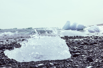 Diamond Beach in Island / Schwarzen Strand der Gletscherlagune 