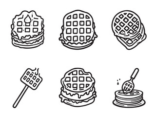 waffle breakfast sketch style icon