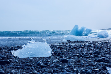 Diamond Beach in Island / Schwarzen Strand der Gletscherlagune 