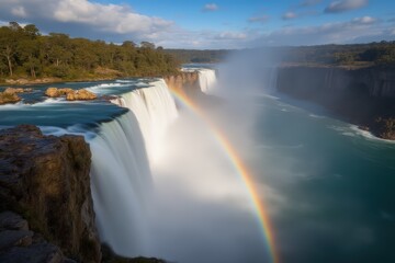 Australia-  Long exposure of Falls  with rainbow in foreground